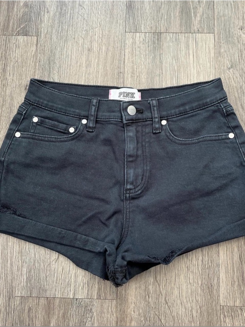 PINK Victoria's Secret Black High-Rise Denim Shorts